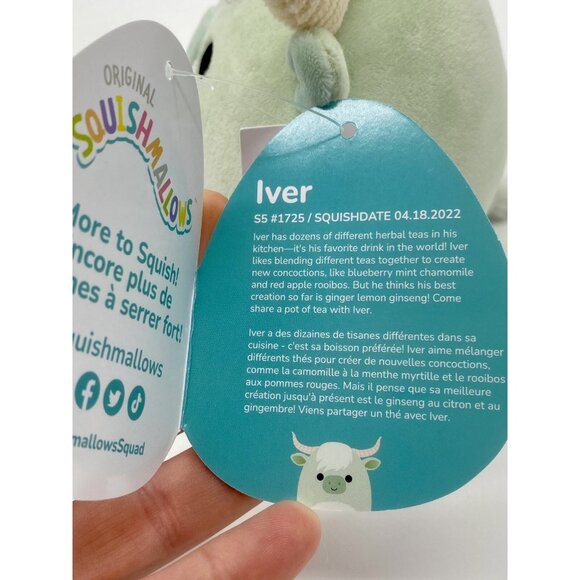 Squishmallow 5” Iver Green Highland Cow Bull Canadian Exclusive Plush NWT New - Picture 4 of 5